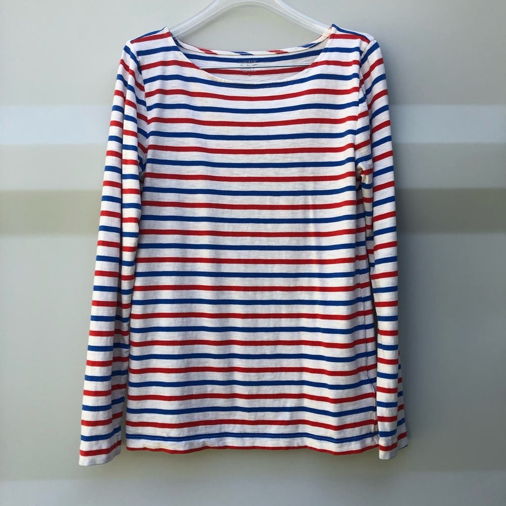 J CREW Red and white striped Painter Tee L